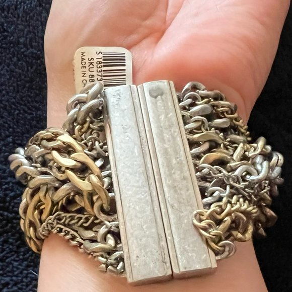 LOFT - Thick Gold and Silver Chain Bracelet with Magnet Closure - Picture 2 of 4